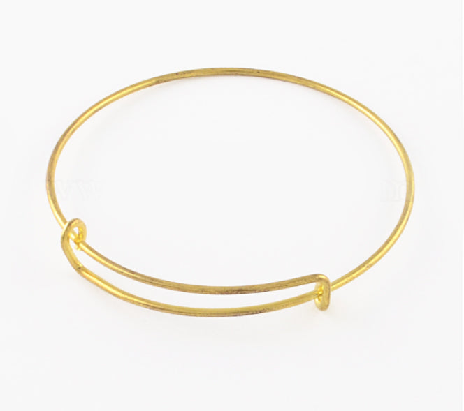 Bracciale Bangle Regolabile per Charms 65 mm Acciaio Inossidabile Oro