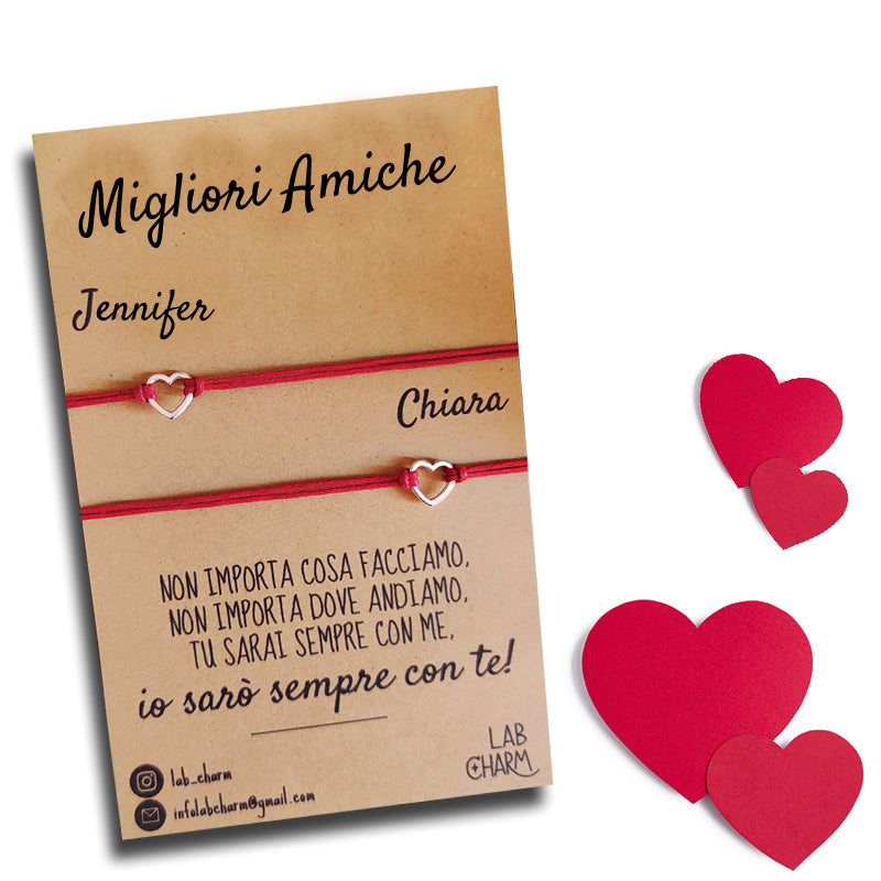 Bracciali Dell'Amicizia In 2 Pezzi Con Cuore – Regalo Significativo Per Migliore Amica, Fatto A Mano E Regolabile